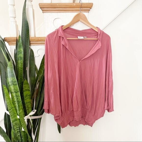Anthro postmark coral pink faux wrap blouse sz XS - Picture 1 of 5